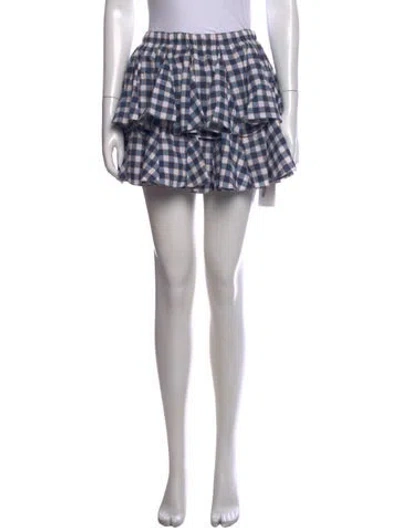 Pre-owned Caroline Constas Plaid Print Mini Skirt In Blue