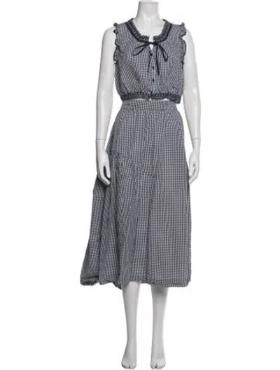 Pre-owned Caroline Constas Plaid Print Skirt Set In Blue/white
