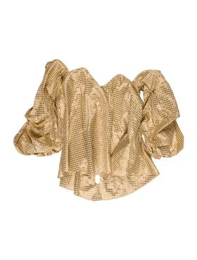 Pre-owned Caroline Constas Plaid Print Strapless Crop Top In Multi