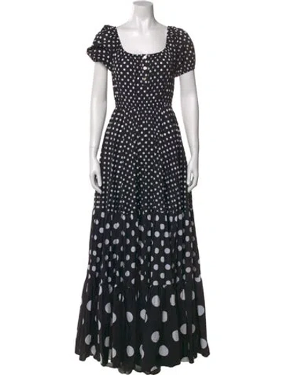 Pre-owned Caroline Constas Polka Dot Print Long Dress In Black