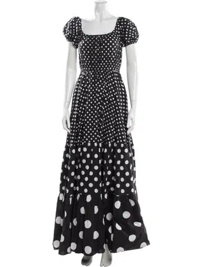 Pre-owned Caroline Constas Polka Dot Print Long Dress In Black
