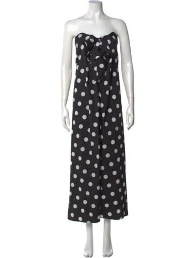 Pre-owned Caroline Constas Polka Dot Print Long Dress In Black