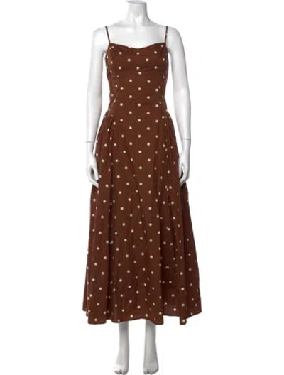 Pre-owned Caroline Constas Polka Dot Print Long Dress In Brown
