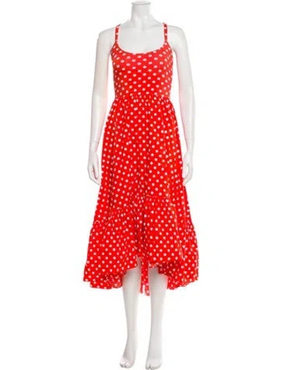 Pre-owned Caroline Constas Polka Dot Print Long Dress In Orange