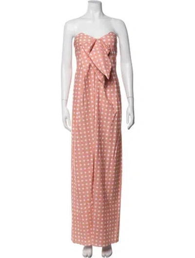 Pre-owned Caroline Constas Polka Dot Print Long Dress In Orange