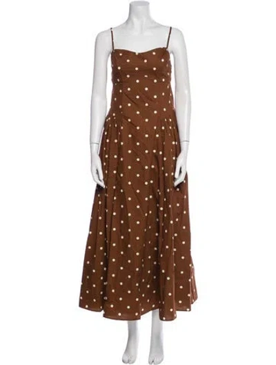 Pre-owned Caroline Constas Polka Dot Print Long Dress W/ Tags In Brown