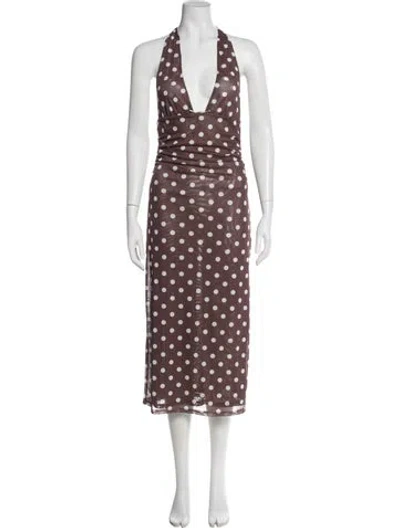 Pre-owned Caroline Constas Polka Dot Print Long Dress W/ Tags In Multi
