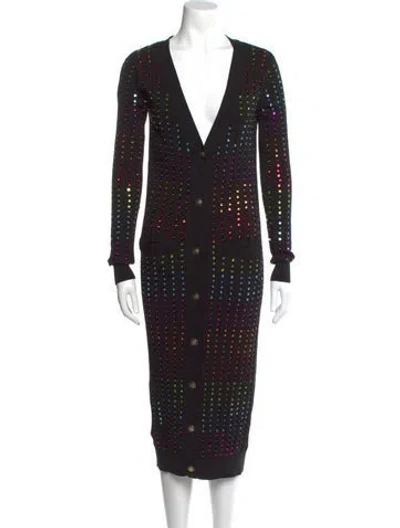 Pre-owned Caroline Constas Polka Dot Print Midi Length Dress W/ Tags In Black