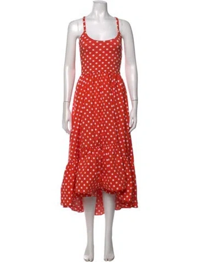 Pre-owned Caroline Constas Polka Dot Print Midi Length Dress W/ Tags In Orange