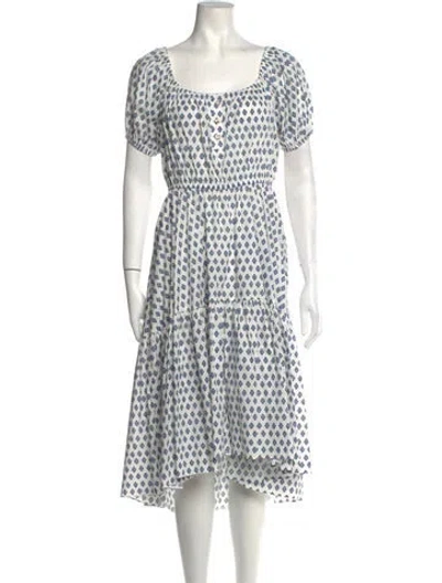 Pre-owned Caroline Constas Polka Dot Print Midi Length Dress In White