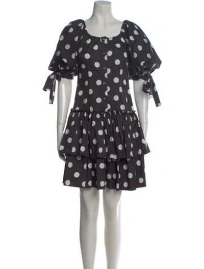 Pre-owned Caroline Constas Polka Dot Print Mini Dress In Black