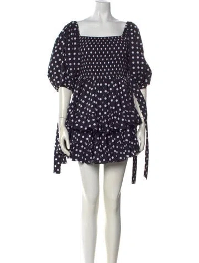 Pre-owned Caroline Constas Polka Dot Print Mini Dress In Black