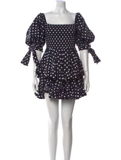 Pre-owned Caroline Constas Polka Dot Print Mini Dress In Black