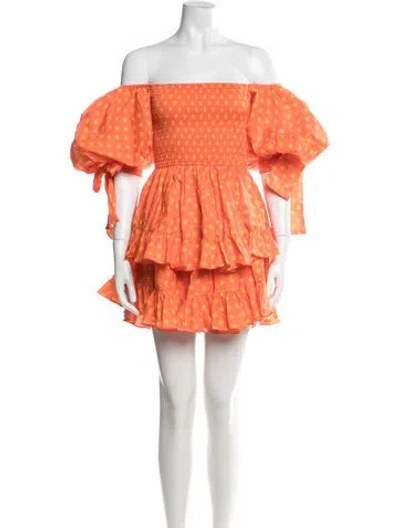 Pre-owned Caroline Constas Polka Dot Print Mini Dress In Orange