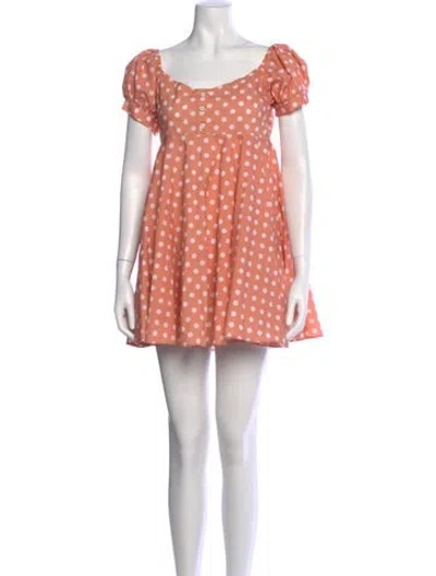 Pre-owned Caroline Constas Polka Dot Print Mini Dress In Orange
