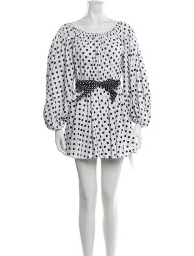 Pre-owned Caroline Constas Polka Dot Print Mini Dress In White