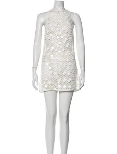 Pre-owned Caroline Constas Polka Dot Print Mini Dress In White/yellow