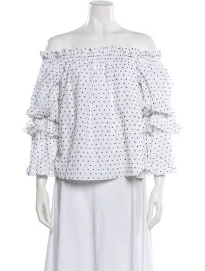 Pre-owned Caroline Constas Polka Dot Print Off-the-shoulder Blouse In Multi