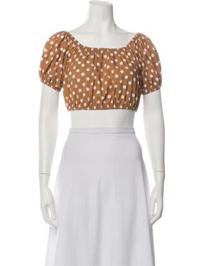 Pre-owned Caroline Constas Polka Dot Print Off-the-shoulder Crop Top In Purple
