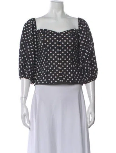 Pre-owned Caroline Constas Polka Dot Print Square Neckline Blouse In Blue