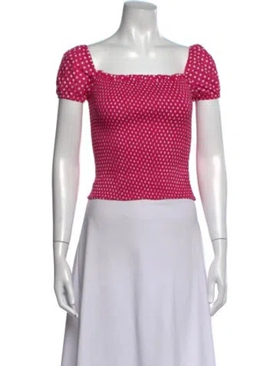 Pre-owned Caroline Constas Polka Dot Print Square Neckline Top In Pink