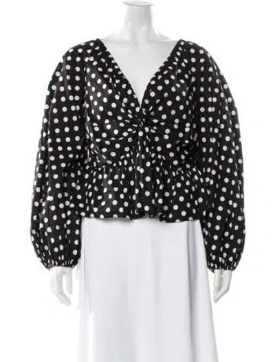 Pre-owned Caroline Constas Polka Dot Print V-neck Blouse In Multi