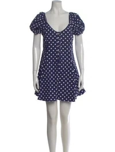 Pre-owned Caroline Constas Polka Dot Print V-neck Jumpsuit In Blue