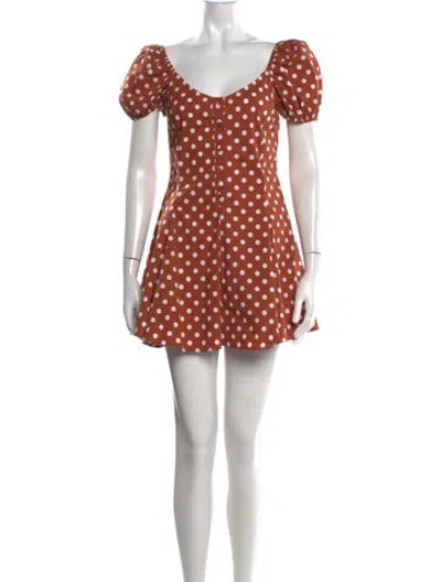 Pre-owned Caroline Constas Polka Dot Print V-neck Jumpsuit In Brown