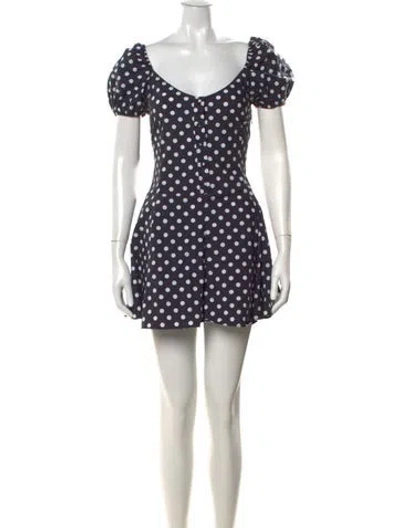 Pre-owned Caroline Constas Polka Dot Print V-neck Romper In Black