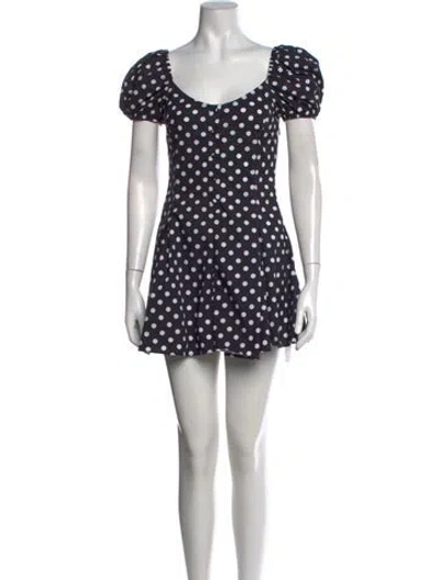 Pre-owned Caroline Constas Polka Dot Print V-neck Romper In Black