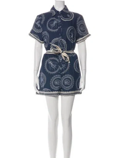 Pre-owned Caroline Constas Printed Jumpsuit W/ Tags In Green