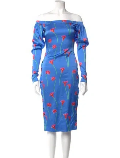 Pre-owned Caroline Constas Printed Knee-length Dress In Blue