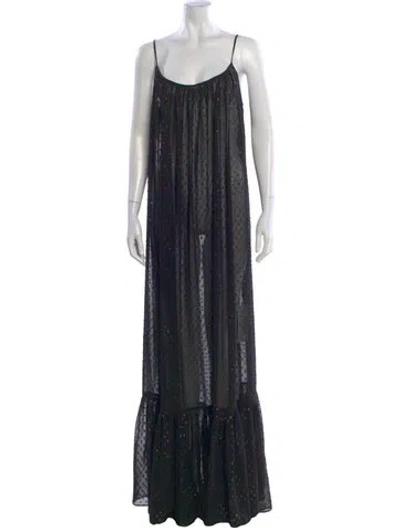 Pre-owned Caroline Constas Printed Long Dress In Black