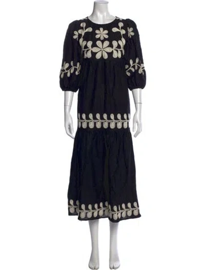 Pre-owned Caroline Constas Printed Long Dress In Black
