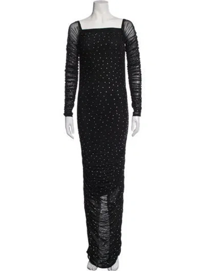 Pre-owned Caroline Constas Printed Long Dress In Black
