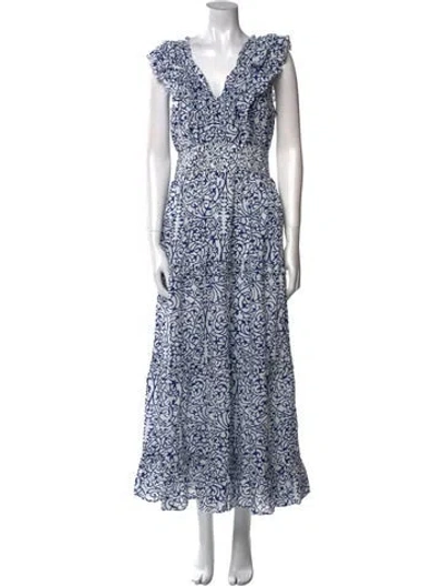 Pre-owned Caroline Constas Printed Long Dress In Blue