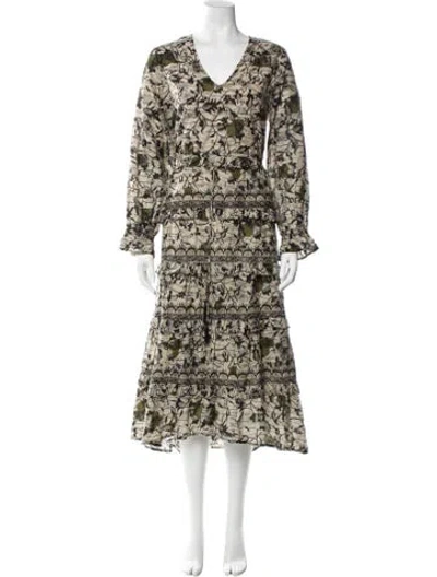 Pre-owned Caroline Constas Printed Long Dress In Blue