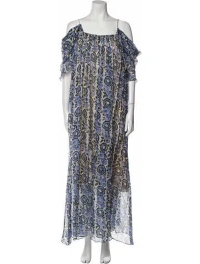 Pre-owned Caroline Constas Printed Long Dress In Blue