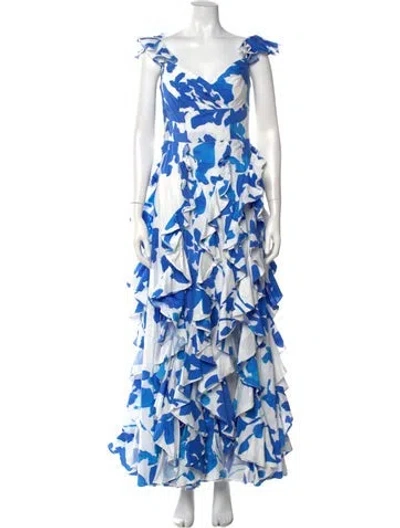 Pre-owned Caroline Constas Printed Long Dress In Blue