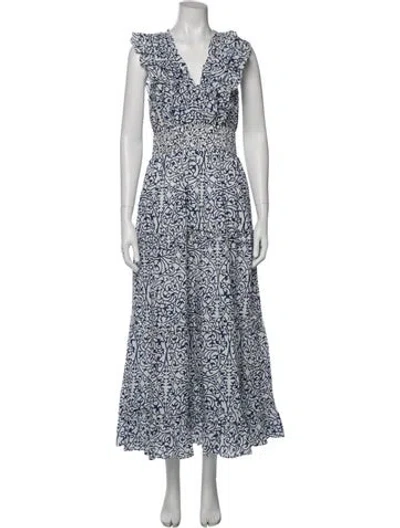 Pre-owned Caroline Constas Printed Long Dress In Blue