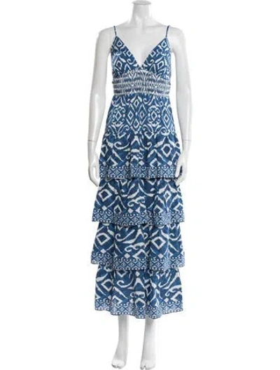 Pre-owned Caroline Constas Printed Long Dress In Blue