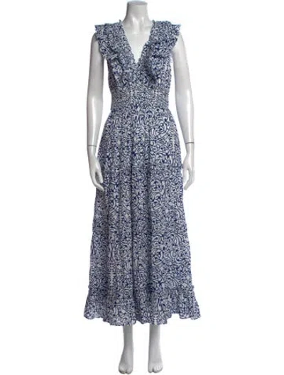 Pre-owned Caroline Constas Printed Long Dress In Blue