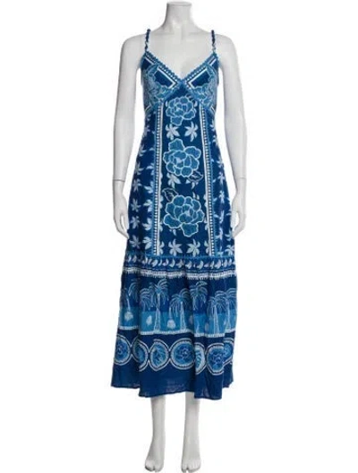 Pre-owned Caroline Constas Printed Long Dress In Blue
