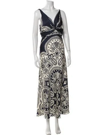 Pre-owned Caroline Constas Printed Long Dress In Blue