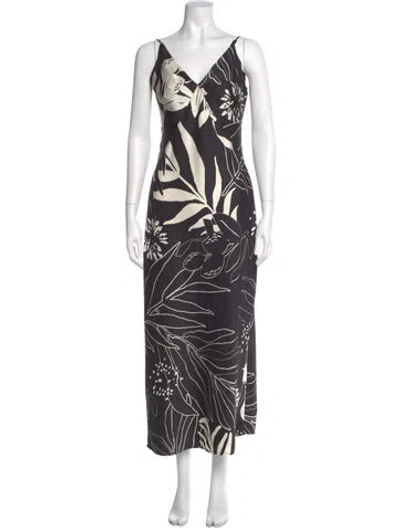 Pre-owned Caroline Constas Printed Long Dress In Gray
