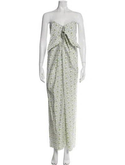 Pre-owned Caroline Constas Printed Long Dress In Green