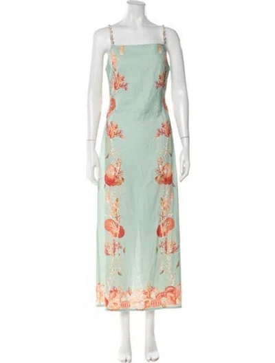 Pre-owned Caroline Constas Printed Long Dress In Green