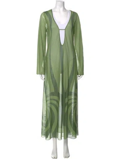 Pre-owned Caroline Constas Printed Long Dress In Green