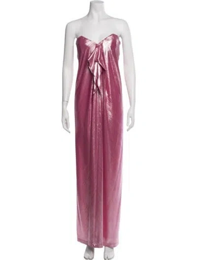 Pre-owned Caroline Constas Printed Long Dress In Metallic/pink