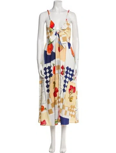 Pre-owned Caroline Constas Printed Long Dress In Multi